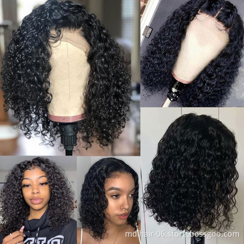 Mink Hair Raw Brazilian Short Deep Curly Lace Frontal Wigs Human Virgin Hair Unprocessed 8 Inch Bob Deep Wave Wig